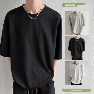 Summer New Short-sleeved T-shirt Men's Trendy Brand Loose Short-sleeved Round Neck Clothes Ins Hong Kong-style Korean-style Trendy T-shirt