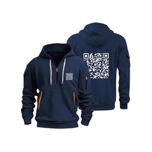 Трансграничный новый QR-код с печатным трендом свитер куртка Amazon Independent Station AliExpress толстовка с капюшоном мужчина