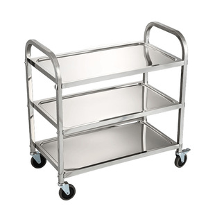 Thickened Stainless Steel Dining Car Trolley Two or Three Layers Hotel Commercial Restaurant Wine Car Mobile Receipt Bowl Car