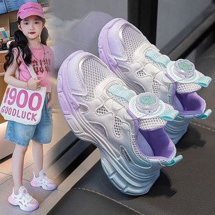 Children's Sneakers New 2024 Summer Comfortable Single Mesh Girls Running Shoes Hollow Casual Shoes Student Children's Shoes