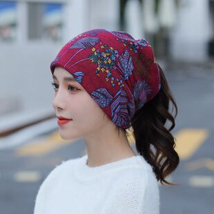 Autumn and winter warm Korean multi-purpose turtle hat wrapping hat printing hat twisting hat stacking hat unisex hat