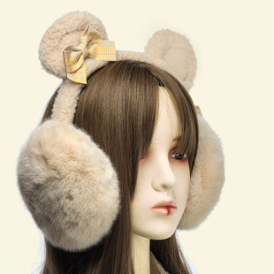 New Plush Earmuffs Girls Cute Bear Ear Lolita Earmuffs Children's Detachable and Washable Winter Warm Earmuffs
