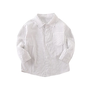 Boys' Shirt 2024 New Spring and Autumn Clothes Children's Vertical Stripe Korean-style Long-sleeved Baby's Shirt Styline Top