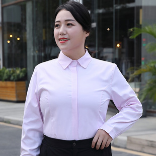 Plus size white shirt Women's slightly fat plus size loose chubby girl short sleeve summer workwear anti-exposure long sleeve overalls