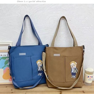 New Canvas Bag Women's Crossbody Bag ins Style Large Capacity Student Handbag Backpack Tutoring Book Shoulder Bag