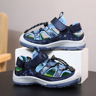 Children's Baotou Sports Sandals Boys Summer New Mesh Breathable Middle and Big Kids Boys Tracing Beach Shoes