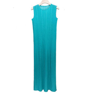 2025 new Miyake pleated dress long slim straight vest skirt summer fashion pleated base skirt