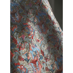 Dunhuang Flower Butterfly Dream Colorful Bright Silk Jacquard Texture Profile Coat Coat Cheongsam Fashion Designer Fabric
