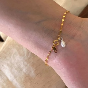 Korean Style Sparkling Sequin Pearl Bracelet for Women, Niche Design, High-End, Gentle and Versatile Rice Bead Bracelet
