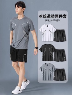 Sportswear suit Men's Summer Quick-drying Clothes Running Short-sleeved Basketball Clothes Feather Shorts Casual Fitness Clothes