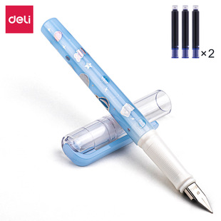 Promotional Deli Pen Erasable Pure Blue Pupils Replaceable Ink Sac for Beginners Writing Pen Corrective Grip Pen