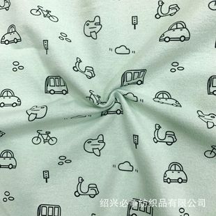 Cotton flannel printed fabric cute cartoon autumn and winter transportation children's shirt pants home clothing fabric