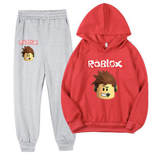 Трансграничная внешняя торговля Roblox Roblox мультяшный принт для мальчиков и девочек с капюшоном повседневные брюки набор 610