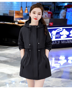 [With lining] mid-length trench coat for women 2023 new spring and autumn loose Korean casual hooded top