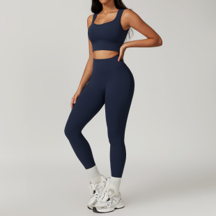 Cross-border Sanding Beauty Back Tight Yoga suit Women's High Waist Hip Lifting Sports suit Running Fitness Yoga Suit 8793