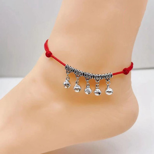 2024 new red rope water sound bell anklet has voice female ins niche design dance will ring woven foot rope