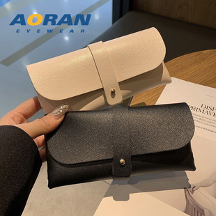 New glasses box explosive sunglasses box high-end leather snap button box glasses cloth sunglasses box suit generation
