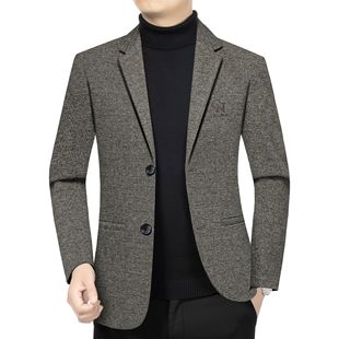 2024 autumn and winter new Korean suit coat men's warm middle-aged business casual lapel dad suit fashion