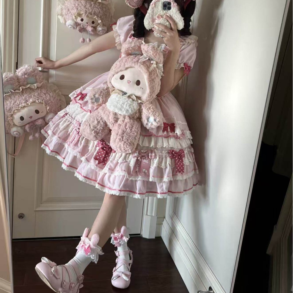 Lolita Polka Dot Bow Mid-Calf Socks, Lace Trim Lolita Socks, Original Japanese Style Academy Style Lo Socks