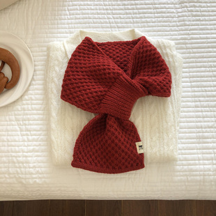 2023 Japanese style South Korea knitted autumn and winter corn grain pattern scarf winter solid color warm couple wool scarf wholesale
