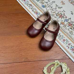 Korean Style Girls' Leather Shoes Black Genuine Leather Soft-soled Baby Shoes Children's Shallow Mouth Western Style Girl's Dress Shoes