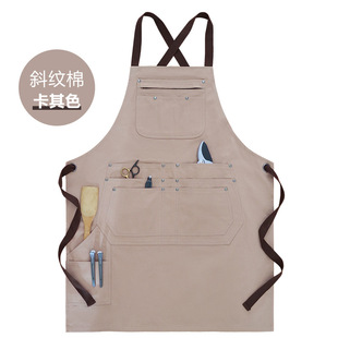 Amazon Twill Cotton Apron Custom Logo Multi-Pocket Tools Gardening Tattoo Barista Work Clothes Apron