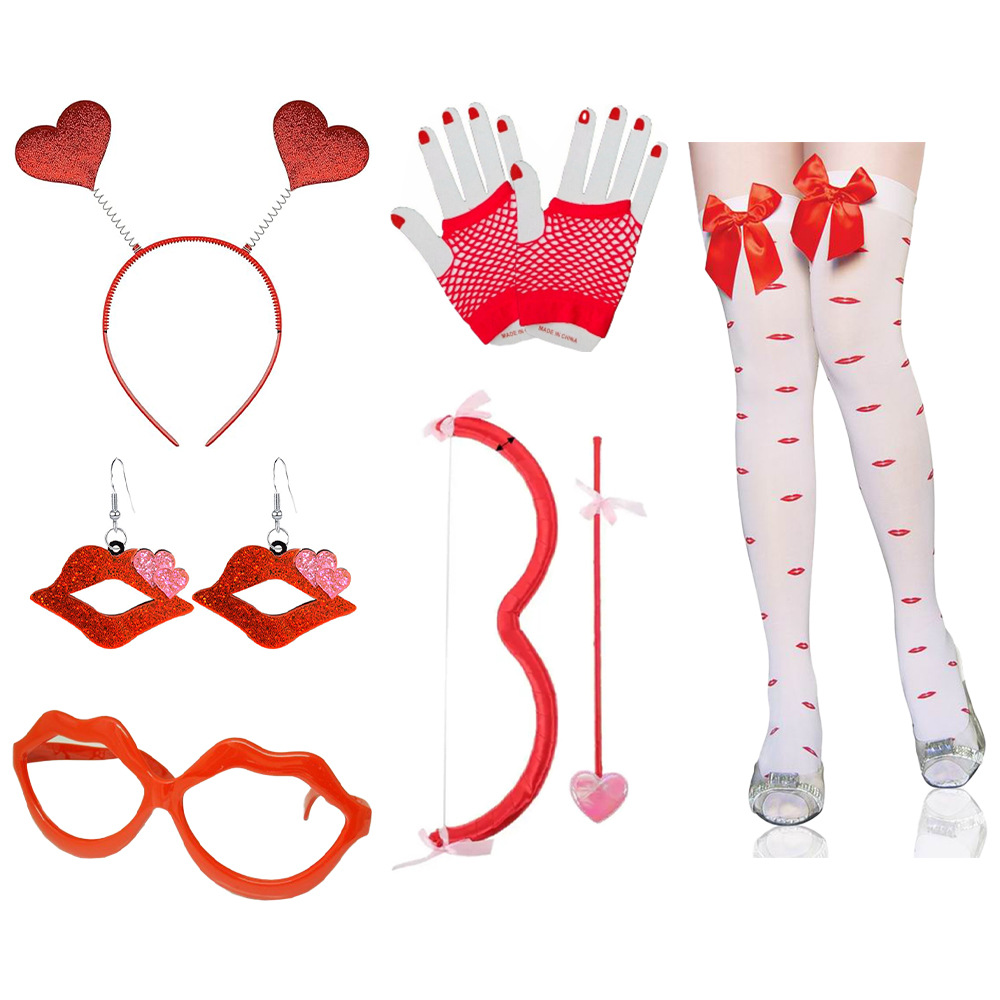 2026 Amazon Valentine's Day Headwear Party Sequin Feather Heart Buckle Glasses Makeup Costume Props