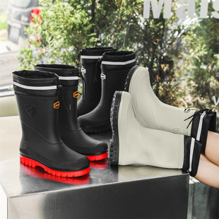 Cross-border Men's Bundle Mouth Rain Shoes Fashionable Medium Thick Bottom Kitchen Car Wash Fishing Work Shoes Waterproof Non-slip Rubber Shoes