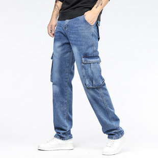 American-style High-street Puppies Handsome Ins Vintage Multi-pocket Cordwork Jeans Spring and Autumn Loose Straight Casual Long Pants