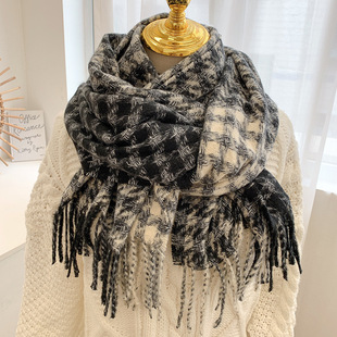 Korean Style Autumn and Winter New Houndstooth Scarf Women's ins Style Student All-match Large Shawl Couple's Fashionable Warm Scarf