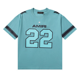 2024SS High Street Meitao AMIRI алфавит 22 принт высокого качества хлопок свободная повседневная футболка с короткими рукавами для мужчин и женщин