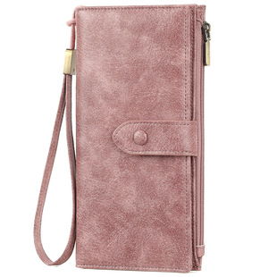 Cross-Border Rfid Women's Long Wallet Retro Leather Multi-Functional Card Holder Large Capacity Leather Coin Purse Clutch Bag