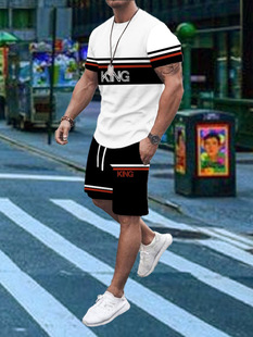 2025 new double color 3D printing short sleeve suit