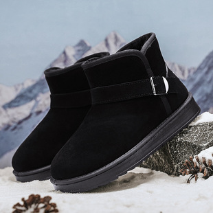 Snow boots women's 2024 new autumn and winter fleece-lined thick women's shoes cowhide warm snow cotton shoes all-match casual boots