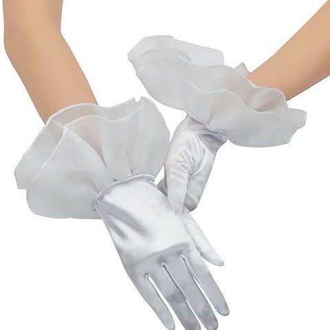 Cross-Border Wholesale Women's Bridal Wedding Gloves with Ruffled Edges Suitable for Weddings, Operas, Evening Events, and Stylists