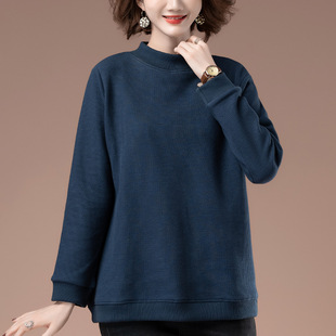 fleece-lined Thickened Sweatshirt Women's Autumn and Winter Plus Size Women's Loose Half-High Collar All-Match Casual Warm 9790