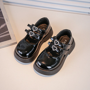 Children's Leather Shoes 2024 Spring and Autumn New Little Girl's Soft Sole Shoes Large Children's Host Performance Shoes Children's Flat Shoes