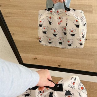 Ins Korean-style Cartoon Storage Bag Handbag Zipper Bag Travel Large Capacity Fit Bag Multi-functional Storage Bag