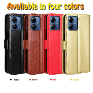 Подходящие чехлы для мобильных телефонов Motorola G14/E14 Moto G84 кобуры раскладушки G64 Crazy Horse с рисунком 04S G54