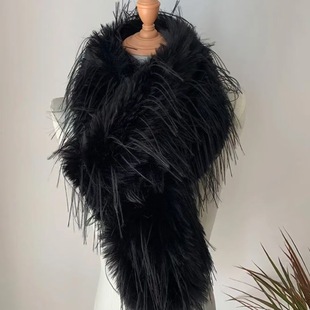 Cross-border Autumn and Winter Scarf Warm Long Solid Color Faux Fur Simple All-match Plush Double-layer Thickened Scarf