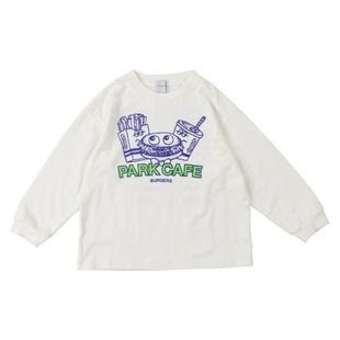 2024 Spring and Summer New Japanese STyle Kidsren's Hamburger Cola Fries PrinTed Off-shoulder Long-sleeved T-shirT