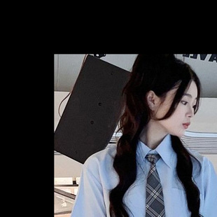 Preppy style tie shirt short sleeve women's Japanese Hong Kong style Korean style blue shirt small plus size jk uniform set
