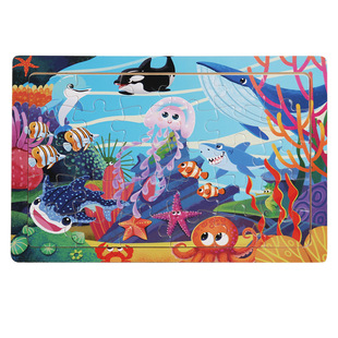 Wooden 30-piece Puzzle for Young Kidsren Cartoon Animal Traffic Plane Puzzle Baby Early Education Educational Development Toy
