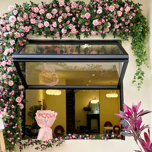 in stock artificial flower net red flower wall indoor artificial flower background wall flower arrangement decoration shop door photo clock flower vine