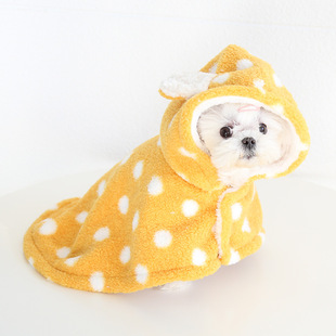 Petstyle polka dot Bear Cape nightgown autumn and winter thickened Cape method Dou Teddy pet clothes home clothes