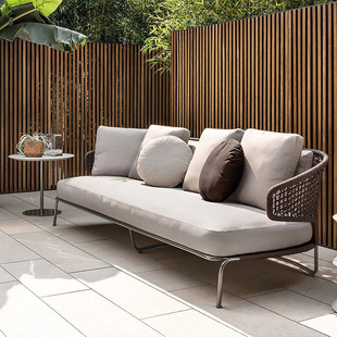 Outdoor Sofa Garden Balcony Courtyard Hotel Villa Single Rope Rattan Sun Protection Leisure Furniture Table and Chair Combination