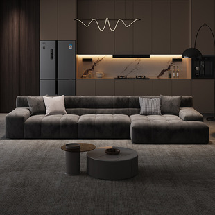 J ^ Modern Minimalist Living Room Small Apartment Italian Minimalist Frosted Fabric Puff Sofa Tofu Block Technology Cloth Sofa