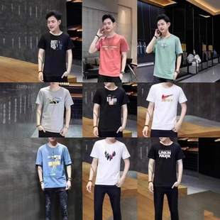 Men's short-sleeved T-shirt wholesale men's summer clothing stalls early night market supply cheap factory direct batch