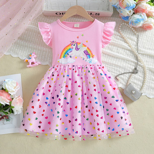 Pony Polly Unicorn Girl's Skirt 2025 Summer Western-style Girl Princess Dress Poncho Children's dress