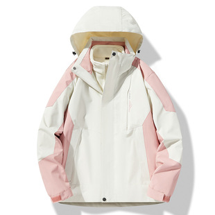 Three-in-one water-repellent jacket for men and women outdoor windproof fleece two-piece autumn and winter thickened warm jacket custom